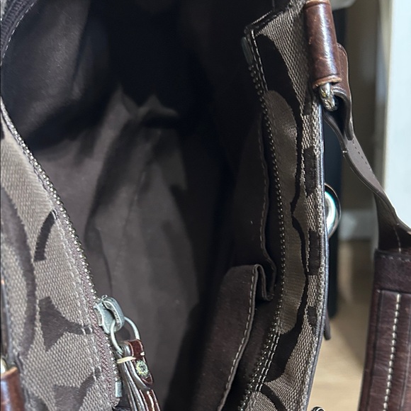 Vintage Coach Hampton Signature Carryall Bag Shoulder Purse Brown/Cream Snake. - Picture 5 of 15